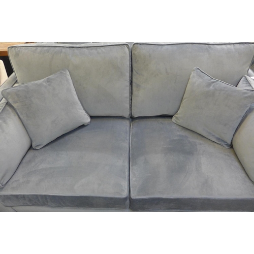 1461 - A Barker and Stonehouse 'Rene' slate velvet upholstered three seater and two seater sofa RRP £2298