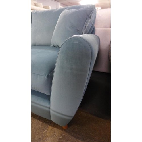 1462 - A light Teal velvet upholstered RHF corner sofa