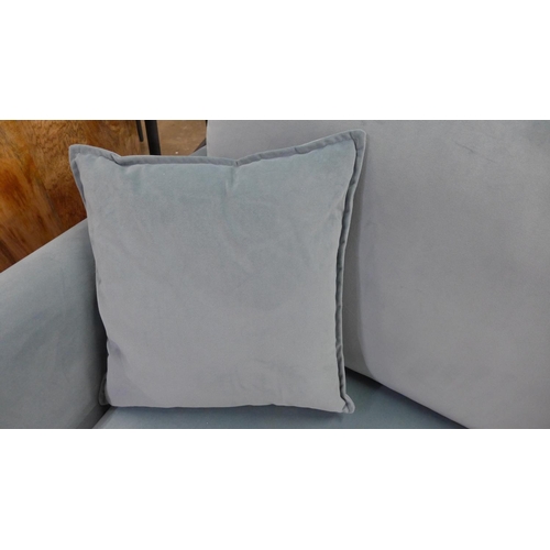 1462 - A light Teal velvet upholstered RHF corner sofa