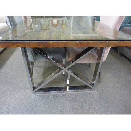 1463 - A Chennai 180cm dining table and a harlequin set of four dining chairs * this lot is subject to VAT