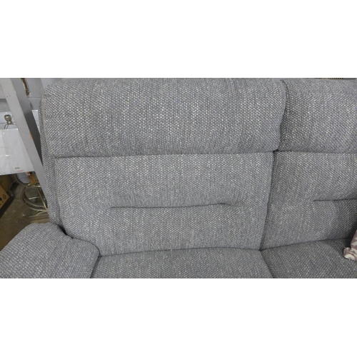 1480 - A grey textured weave upholstered two seater sofa and manual reclining armchair