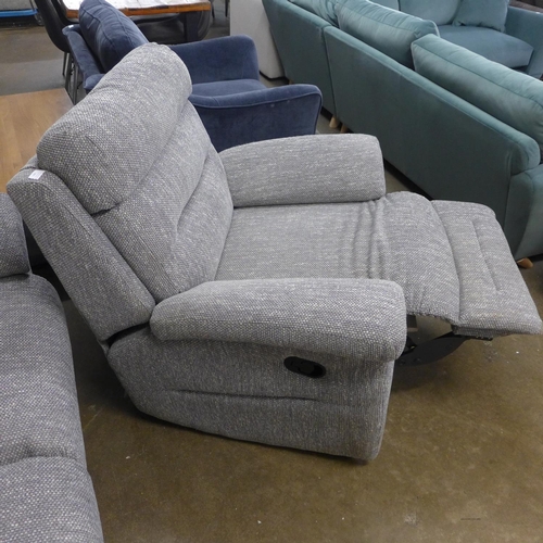 1480 - A grey textured weave upholstered two seater sofa and manual reclining armchair