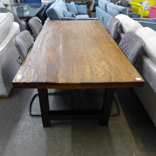 1489 - A Maryana 1.8m dining table and a set of four grey velvet diamond stitch dining chairs * this lot is... 