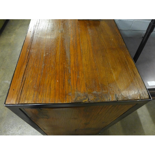 1491 - An industrial style hardwood and metal three door, three drawer cabinet on wheels * this lot is subj... 