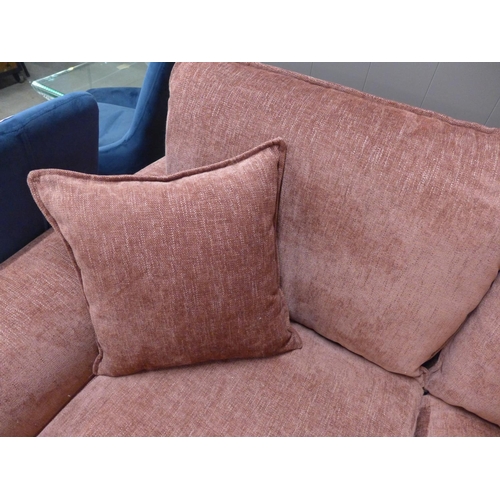 1497 - A dusty red textured velvet upholstered two seater sofa