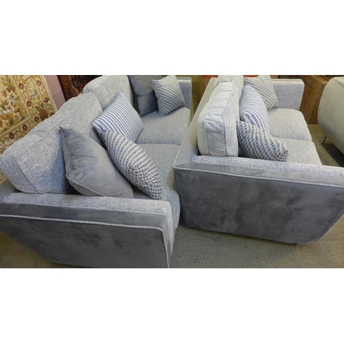 1510 - A Kano grey upholstered three seater and two seater sofas * this lot is subject to VAT