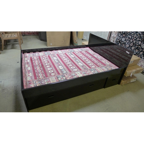 1521 - A black high gloss double bed frame with storage drawers - boxed * This lot is subject to VAT