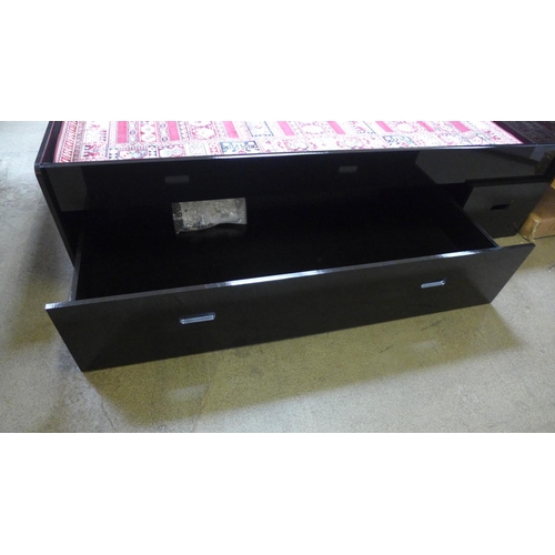 1521 - A black high gloss double bed frame with storage drawers - boxed * This lot is subject to VAT