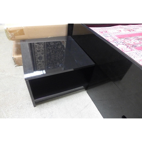 1521 - A black high gloss double bed frame with storage drawers - boxed * This lot is subject to VAT