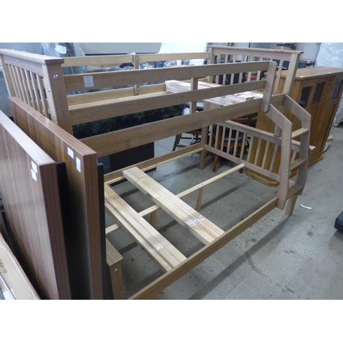 1618 - A stained wooden bunk bed - boxed * This lot is subject to VAT