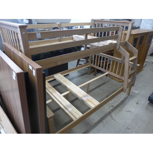 1619 - A stained wood bunk bed - boxed* This lot is subject to VAT