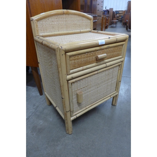 112 - A bamboo and rattan bedside table