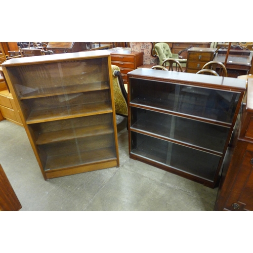 121 - A teak bookcase and a mahogany bookcase