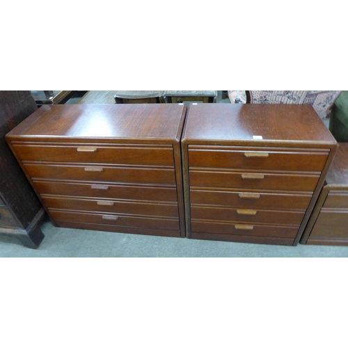 126 - Two Husta mahogany chests of drawers and a poair of bedside chests