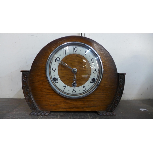 376 - An oak Westminster chime mantel clock