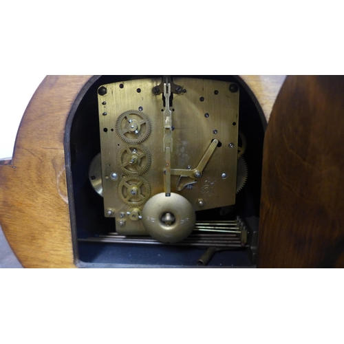 376 - An oak Westminster chime mantel clock