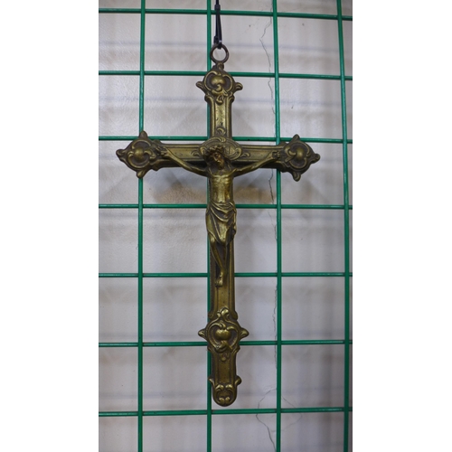 384 - A small French brass crucifix