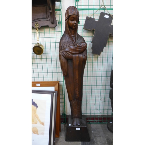 387 - A French carved wood ecclesiastical figure