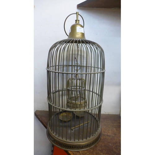 409 - A brass bird cage