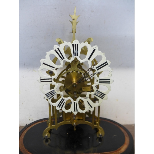 414 - A brass fusee skeleton clock