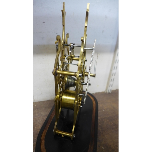 414 - A brass fusee skeleton clock