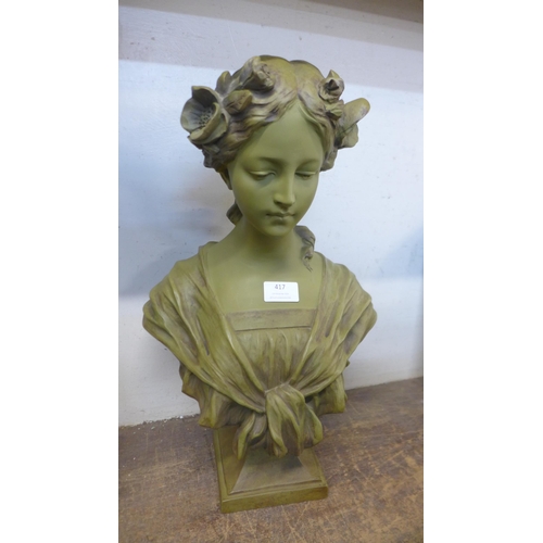 417 - An Art Nouveau style composite bust of a lady