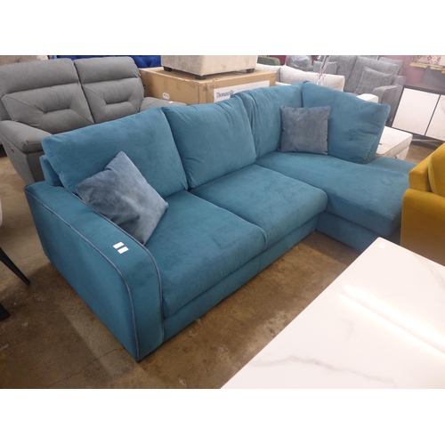 1444 - A Kingfisher corduroy upholstered RHF corner sofa/chaise