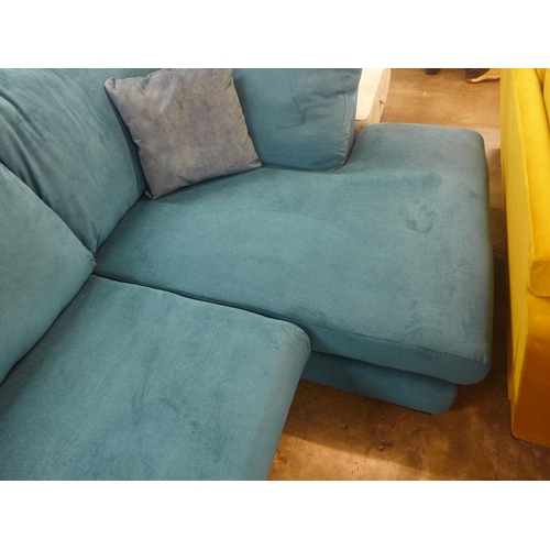 1444 - A Kingfisher corduroy upholstered RHF corner sofa/chaise