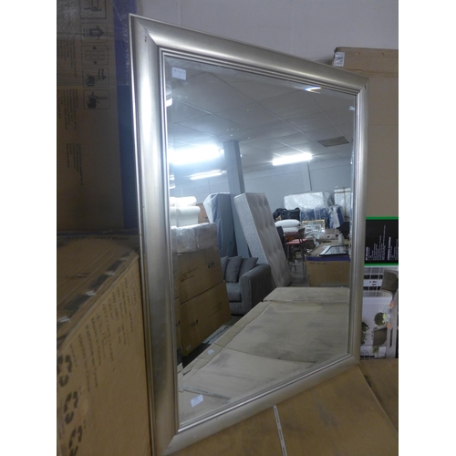 1536 - A large silver framed mirror