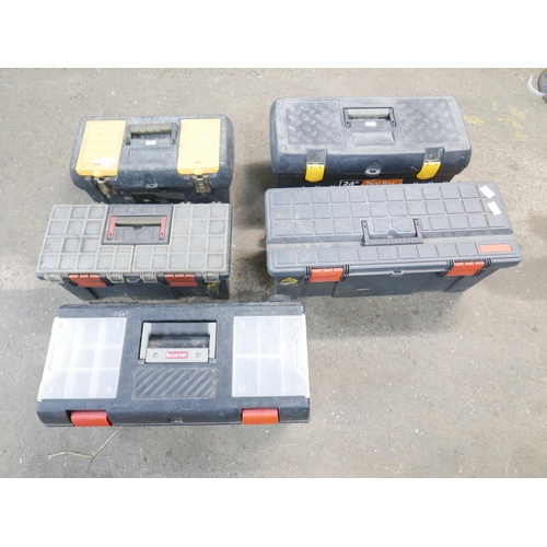 2342 - 5 Plastic tool boxes and two metal - all empty