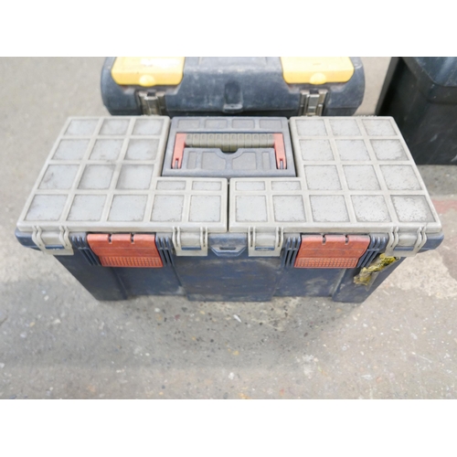 2342 - 5 Plastic tool boxes and two metal - all empty