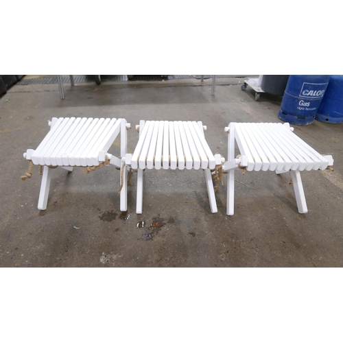 2404 - 3 White painted footstools