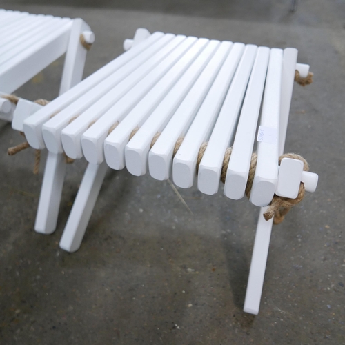 2404 - 3 White painted footstools