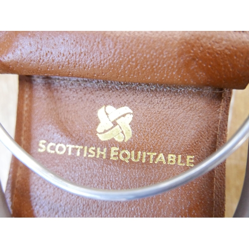 2126 - A Scottish equitable leather and chrome  shooting stool