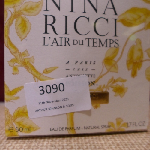 3090 - Nina Ricci L'Air Du Temps A Paris 50ml Spray (303-327/904) * This lot is subject to VAT