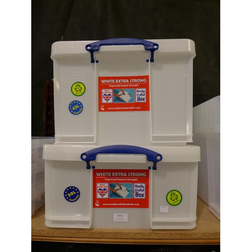 3352 - Two white extra strong Really Useful Boxes - 50 & 42L capacity