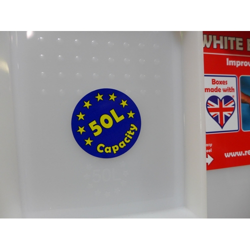 3352 - Two white extra strong Really Useful Boxes - 50 & 42L capacity