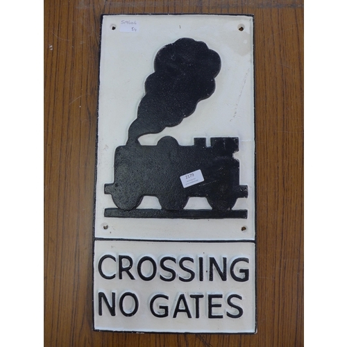 2057 - A Level Crossing - Train sign * this lot is subject to VAT