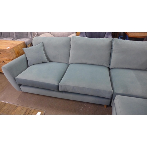 1333 - A light Teal velvet upholstered RHF corner sofa