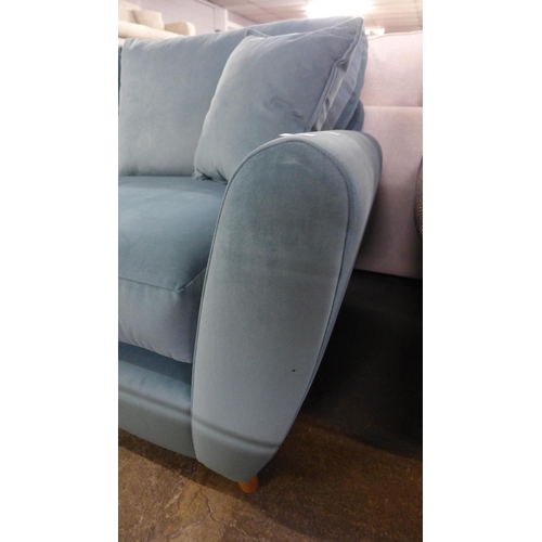 1333 - A light Teal velvet upholstered RHF corner sofa