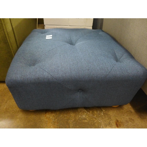 1363 - A blue textured weave buttoned footstool