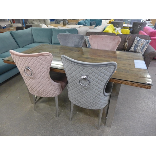 1402 - A Chennai 180cm dining table and a harlequin set of four dining chairs * this lot is subject to VAT