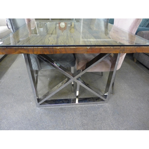 1402 - A Chennai 180cm dining table and a harlequin set of four dining chairs * this lot is subject to VAT