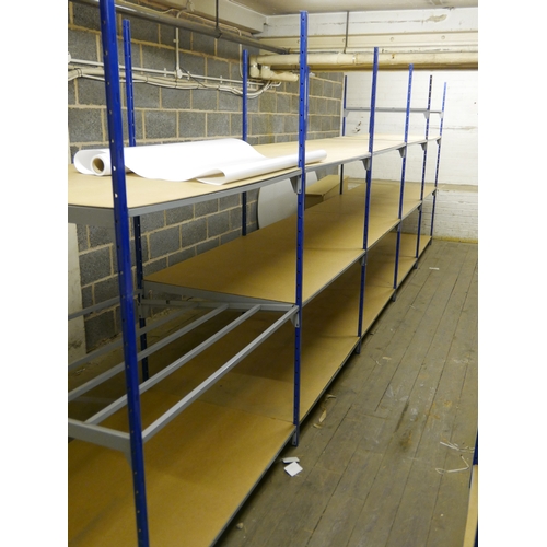 1 - Forty-nine bays of three tier industrial commercial shelving suitable for light to medium weight ite... 