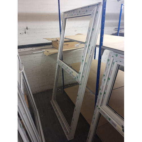 4 - Twelve UPVC window frames, various sizes, two with glass panels

Lot is offered for sale in situ at ... 