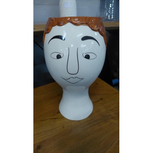 1429 - A ceramic Doodleman face vase, H 32cms (FPC14)   #