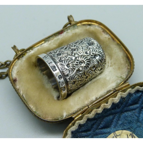 1004 - A lady's Omega de Ville wristwatch, a pair of plated lorgnettes, a silver thimble in miniature carry... 