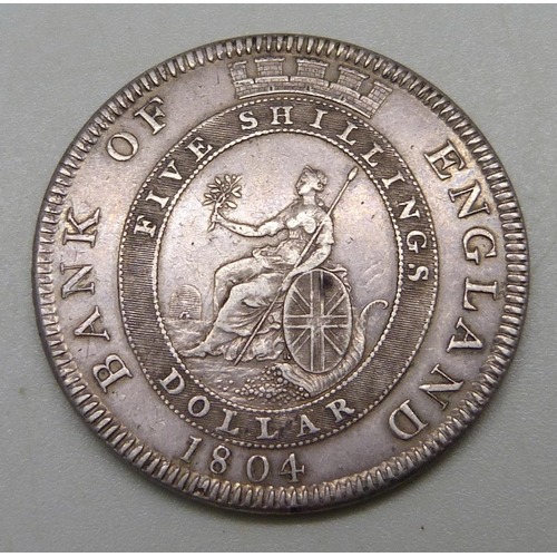 1010 - A George III 1804 Bank of England five shillings dollar