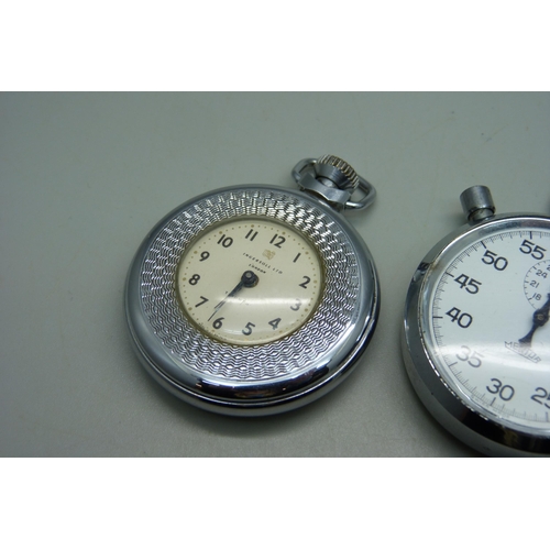 1055 - A Timex Grand Prix wristwatch head, a Mentor stop watch and an Ingersoll pocket watch