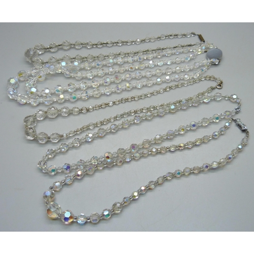 1089 - Five crystal bead necklets